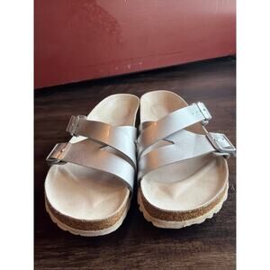Birkenstock, Yao Sandal, Size 37, Silver, Slides, Adjustable, EUC